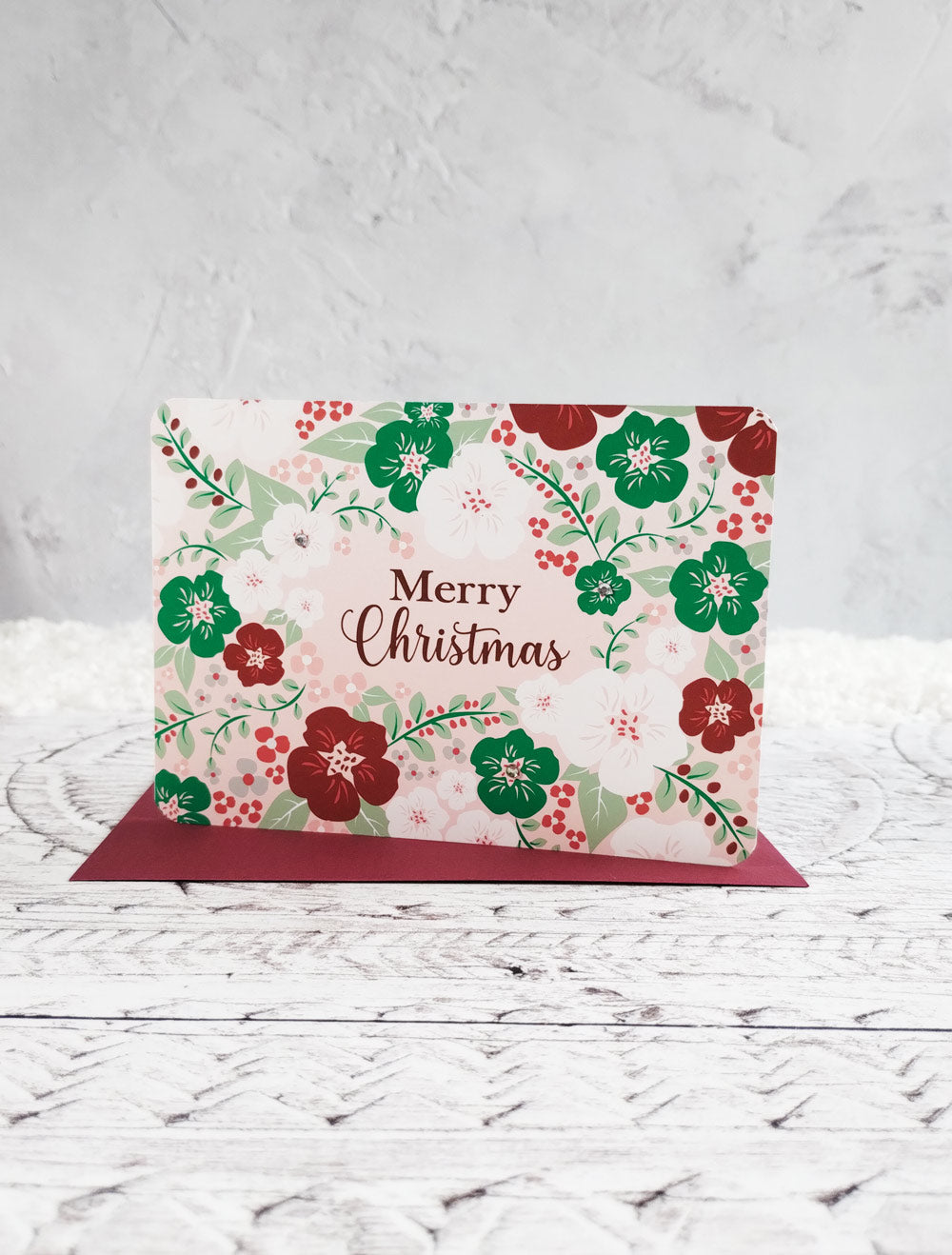 Bold Pink Floral Christmas Card