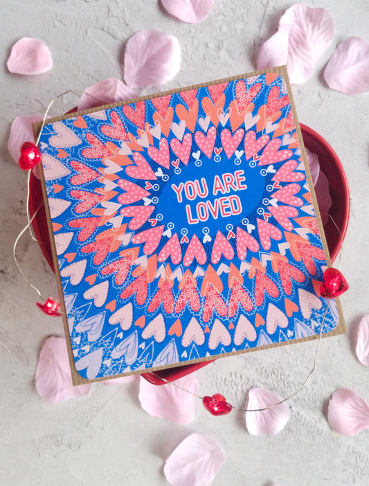 Azure Love radiating hearts valentine's greeting card