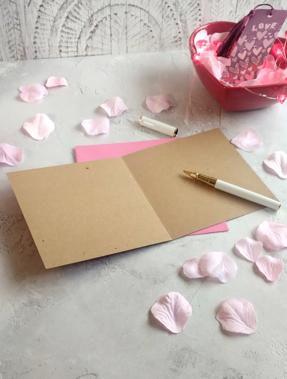 Lavvender Love valentine's greeting card recycled kraft inside