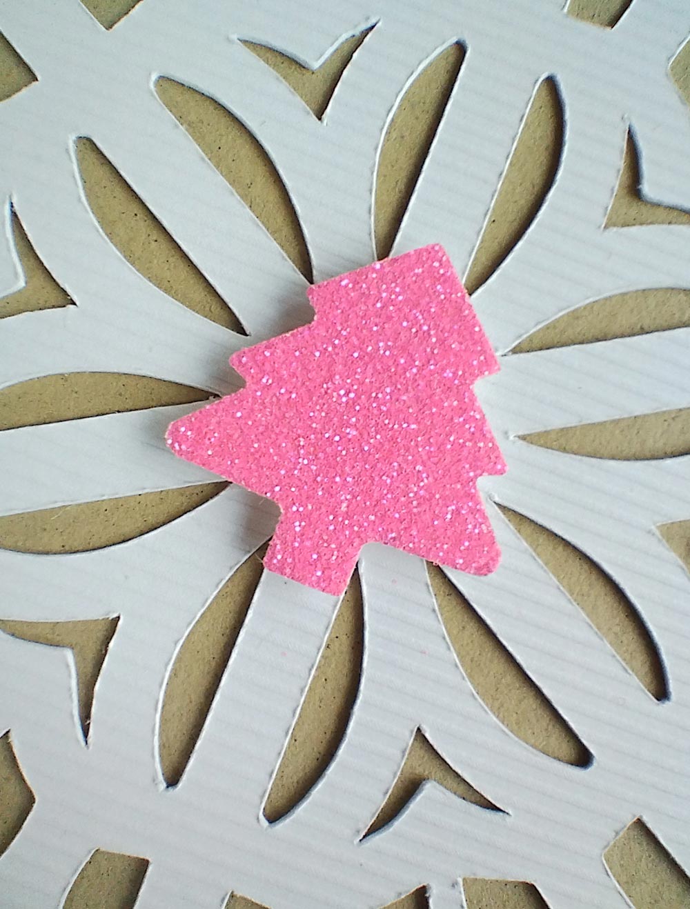 Pink Glitter Tree Christmas Greeting Card