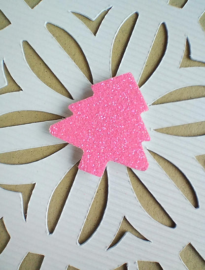 Pink Glitter Tree Christmas Greeting Card