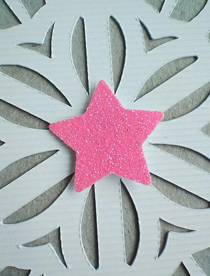 Pink Glitter Star Christmas Greeting Card