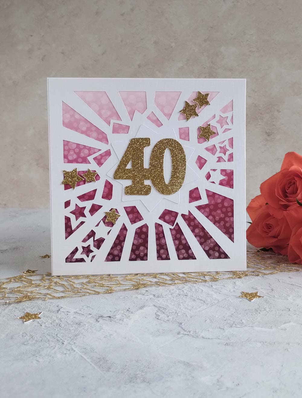 Sparkles berry square milestone greeting card