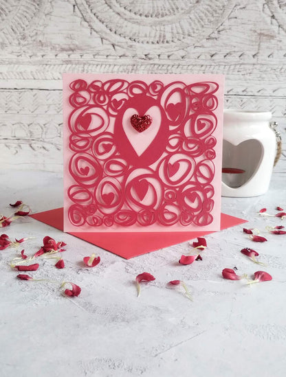 Twirly Greeting Card - Red/Pink