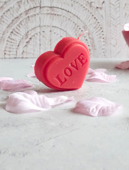 Red Love Heart Shaped Valentine's Day Candle