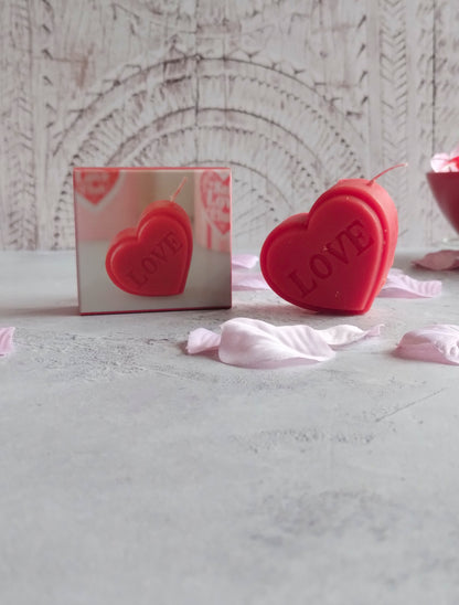 Red Love Heart Shaped Valentine's Day Candle
