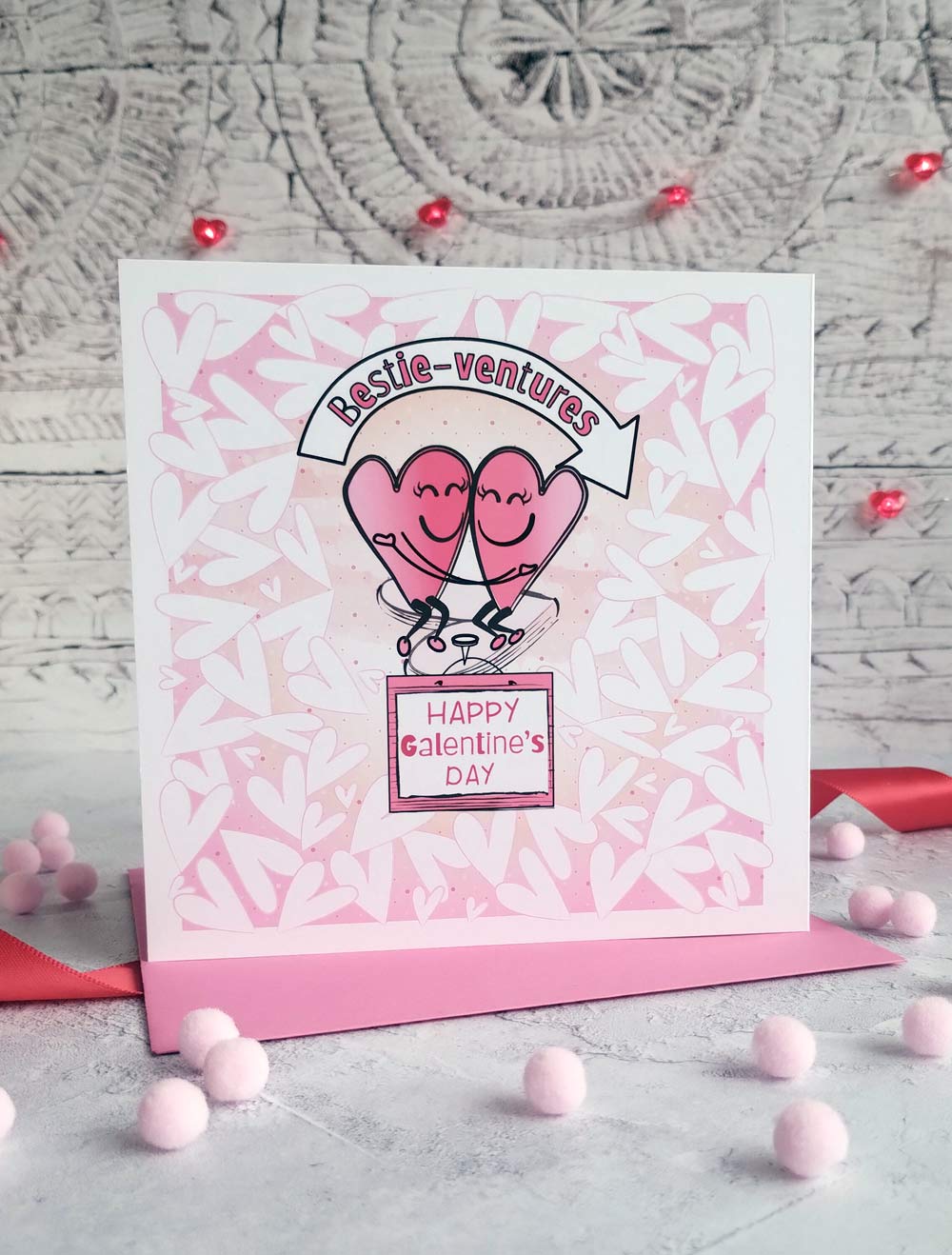 Huggy Hearts Galentine's Day Greeting Card