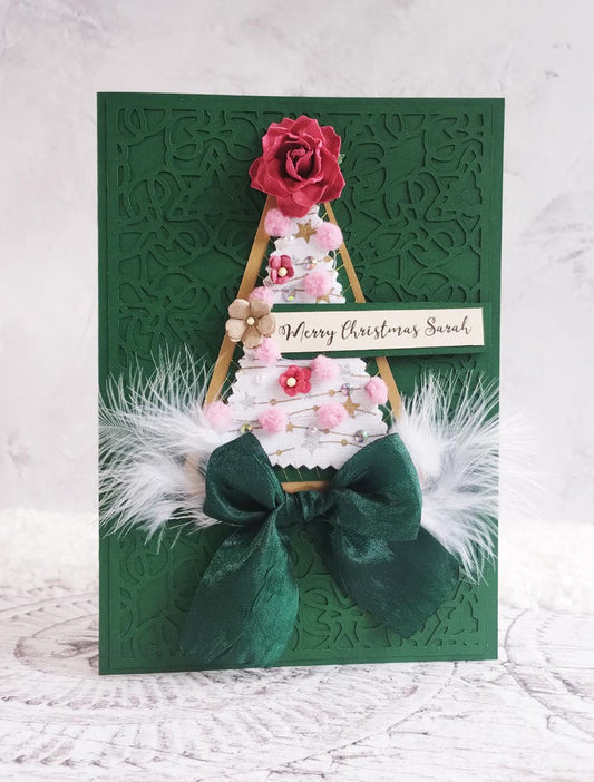 A5 Luxury Personalised Pine Fabric Christmas Tree Card