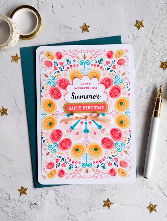 Personalised White Summa Burst Birthday Card