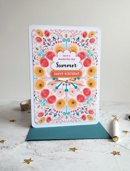 Personalised White Summa Burst Birthday Card