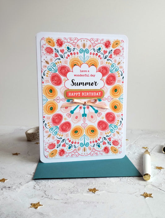 Personalised White Summa Burst Birthday Card
